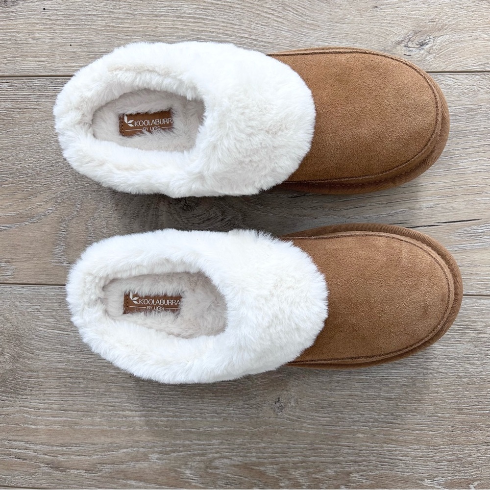 Koolaburra Chestnut Suede Shearling-Lined Clog Mules - Picture 4 of 12